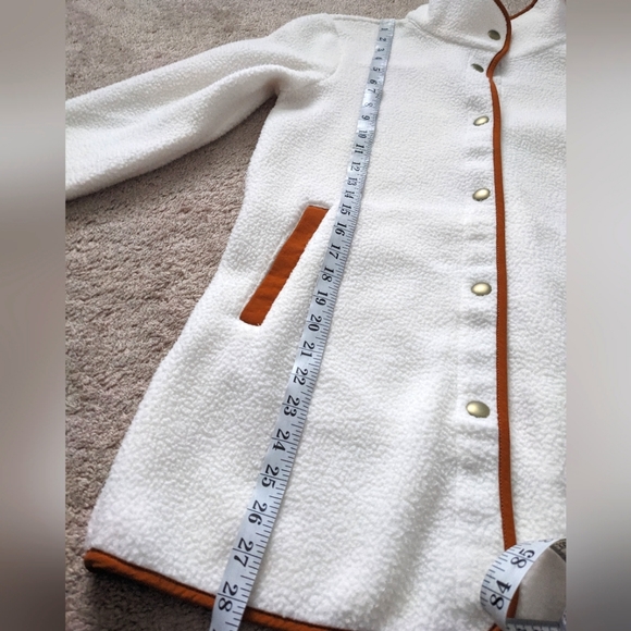 J.Crew Piped Sherpa Jacket/Fleece size XS Cream and Tan - Picture 3 of 7